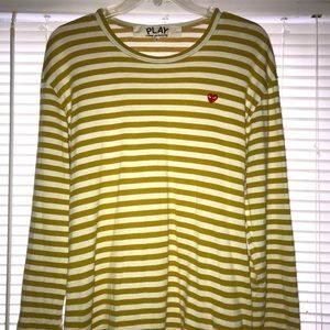 CDG Play Yellow Striped Long sleeve Tee